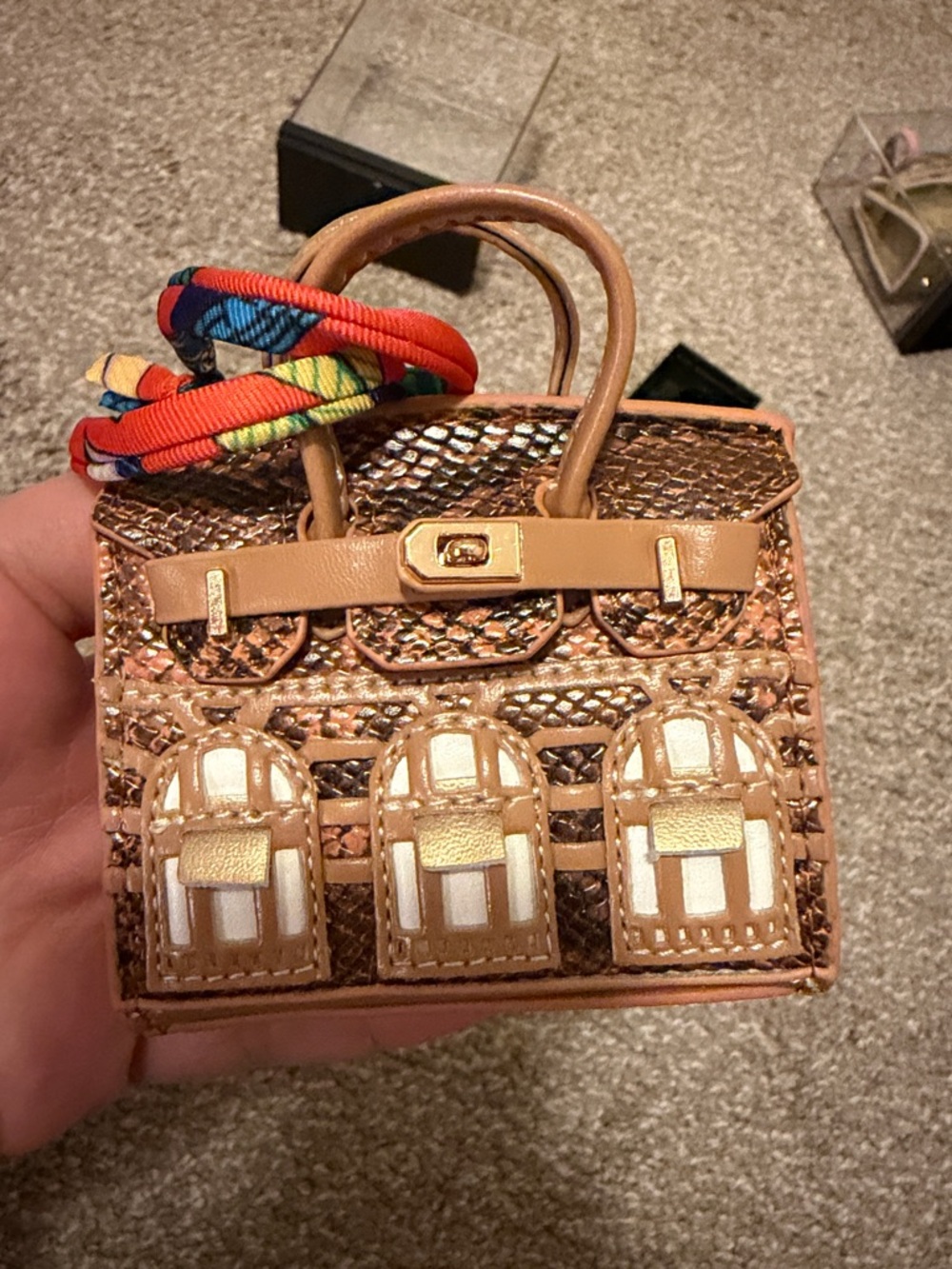 Luxury Micro Mini Bag Charm Keychain Pouch, her*mes Birkin